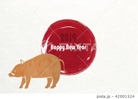 戌年　年賀状2019(はがき比率)　和紙の風合い 42001324