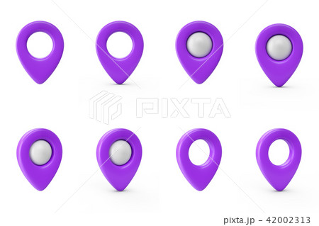 3D Rendering Set of Purple map pointer isolated 3D Rendering Set of Purple map pointer isolated 42002313