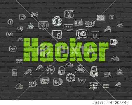 Protection concept: Hacker on wall background 42002446