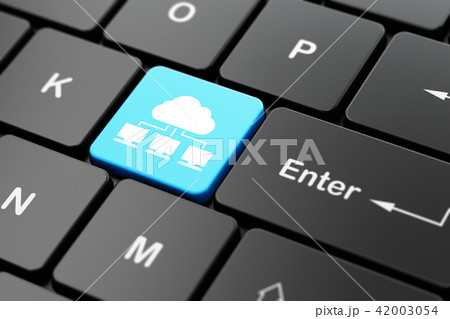 Cloud technology concept: Cloud Network on computer keyboard background 42003054