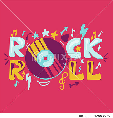 Rock N Roll Label With Vinylのイラスト素材
