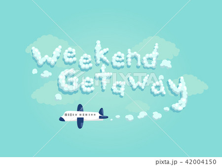Airplane Weekend Getaway Lettering Illustration 42004150