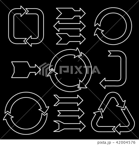 Arrow sign set. Isolated on black background.  42004576