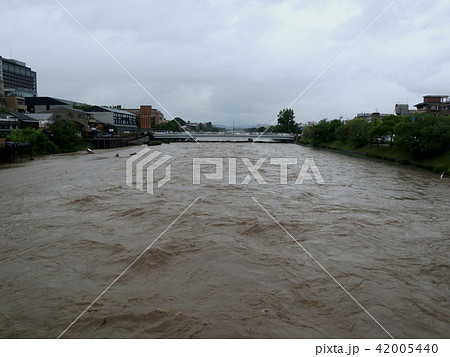 平成30年7月豪雨の際の鴨川、三条大橋から_2018年7月6日16時撮影 42005440
