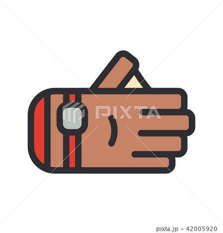 Color vector icon leather cricket glove. Sport equipment success symbol. Athletic competition Color vector icon leather cricket glove. Sport equipment success symbol. Athletic competition 42005920