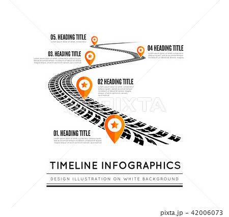 Road way design infographics. Tire tracks timeline Road way design infographics. Tire tracks timeline 42006073