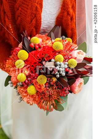 wedding bouquet in the hands of the bride wedding bouquet in the hands of the bride 42006158