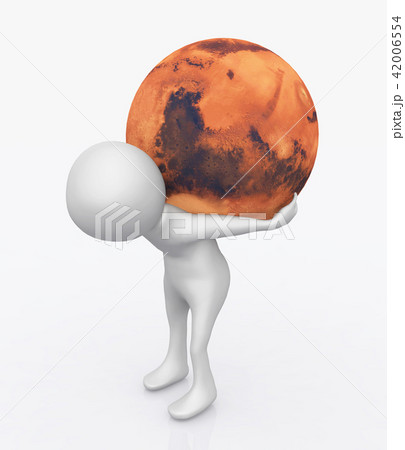3D figure with planet Mars on his back 42006554