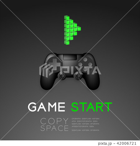 Gamepad or joypad black and pixel play symbol 42006721