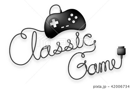 Gamepad or joypad black and Classic Game text 42006734