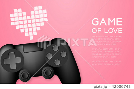 Gamepad or joypad black and pixel heart symbol Gamepad or joypad black and pixel heart symbol 42006742