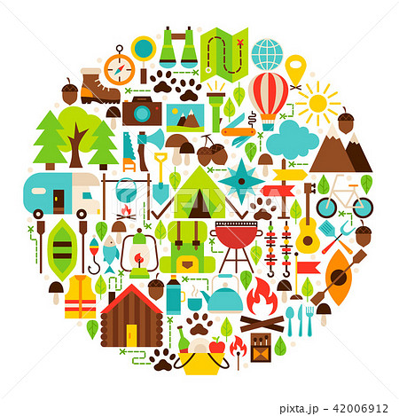 Camping Flat Objects Circle 42006912