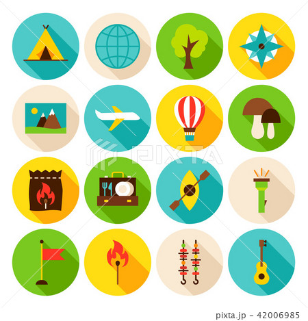 Summer Camp Circle Icons Set Summer Camp Circle Icons Set 42006985