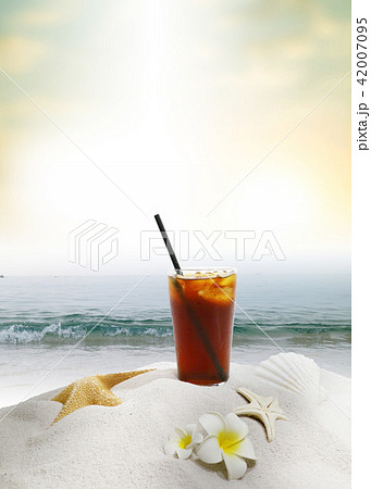 波 砂浜 花 42007095