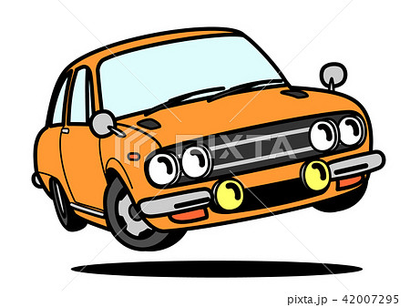 国産レトロスポーツカー オレンジ 自動車イラストのイラスト素材