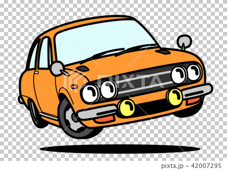 国産レトロスポーツカー オレンジ 自動車イラストのイラスト素材