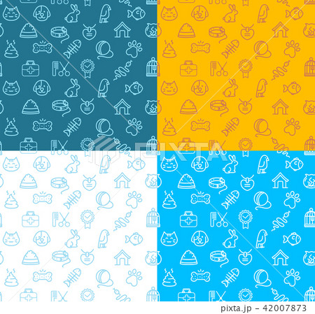 Pet Shop Signs Seamless Pattern Background Set. Vector 42007873