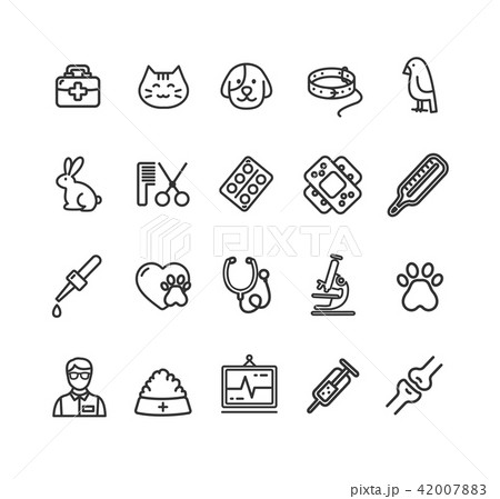 Veterinary Clinic Signs Black Thin Line Icon Set. Vector Veterinary Clinic Signs Black Thin Line Icon Set. Vector 42007883