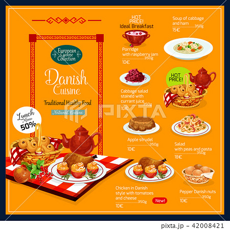 Vector menu for Danish cuisine 42008421