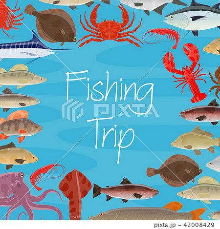 Vector poster for fishing trip and seafood fish 42008429