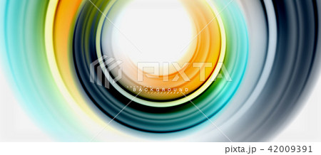 Rainbow fluid color line abstract background - swirl and circles, twisted liquid colours design 42009391