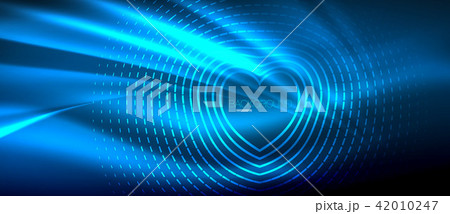 Neon glowing wave, magic energy and light motion background. Wallpaper template, hi-tech future 42010247