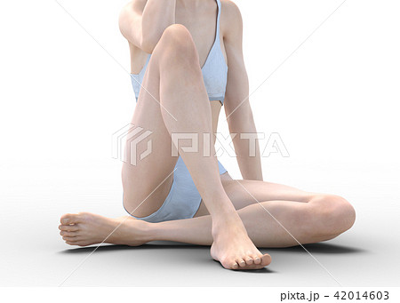 女性　スキンケアイメージ　脚　美脚　perming3DCG　イラスト素材 42014603