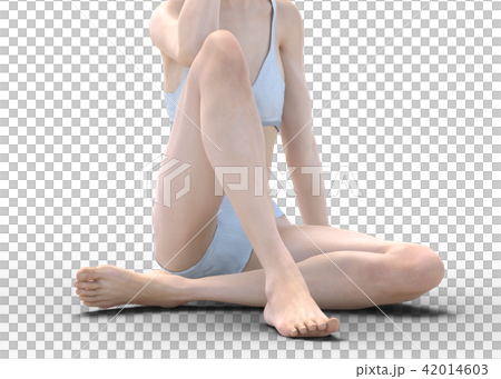女性　スキンケアイメージ　脚　美脚　perming3DCG　イラスト素材 42014603