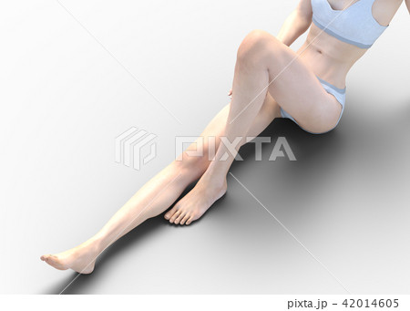 女性　スキンケアイメージ　脚　美脚　perming3DCG　イラスト素材 42014605