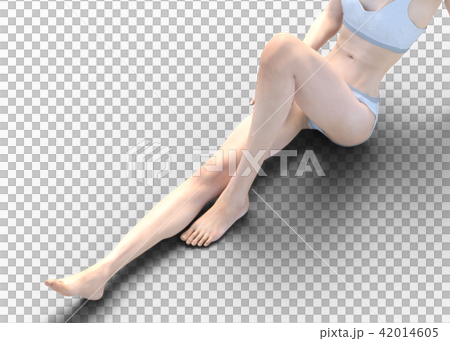 女性　スキンケアイメージ　脚　美脚　perming3DCG　イラスト素材 42014605