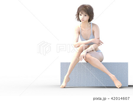 女性　スキンケアイメージ　脚　美脚　perming3DCG　イラスト素材 42014607