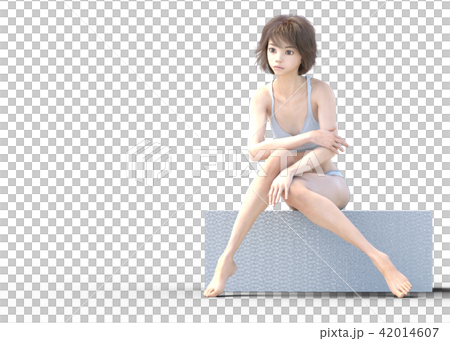 女性　スキンケアイメージ　脚　美脚　perming3DCG　イラスト素材 42014607
