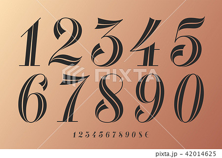 Numbers font. Classical elegant font 42014625