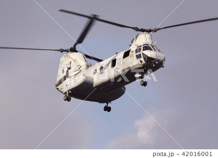 青空を飛行する米海兵隊の艦載機CH-46Eシーナイト輸送ヘリコプター 青空を飛行する米海兵隊の艦載機CH-46Eシーナイト輸送ヘリコプター 42016001