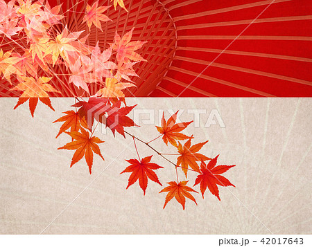 和 背景 秋 紅葉 番傘のイラスト素材