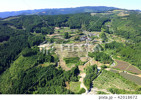 田植え後の鹿里の棚田（八女市星野村）　天空の里鹿里（ろくり） 42018672