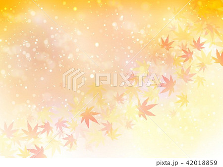 オレンジ背景秋色キラキラ紅葉 42018859