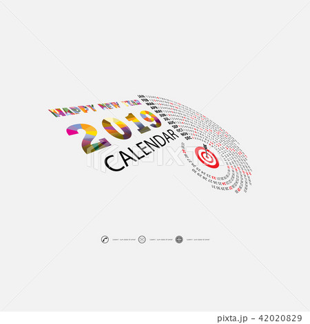 2019 Calendar Template.Spiral calendar. 42020829