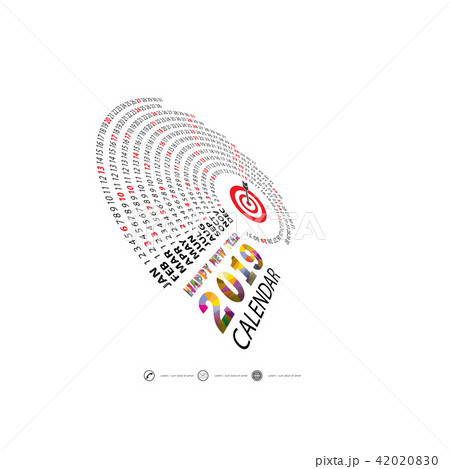 2019 Calendar Template.Spiral calendar. 42020830