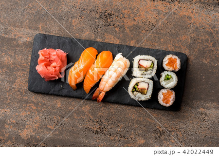 Set of Japanese sushi. Close up Set of Japanese sushi. Close up 42022449