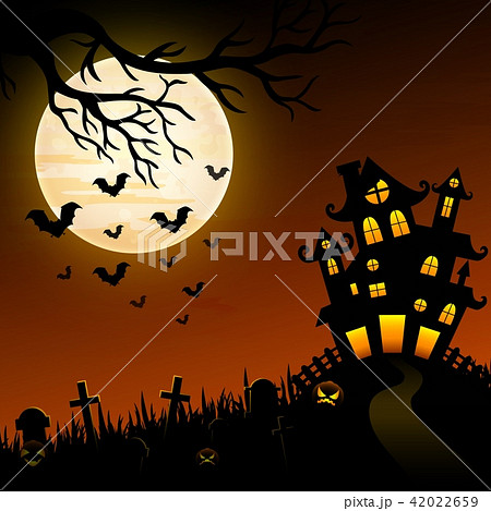 Halloween night background with creepy castle 42022659