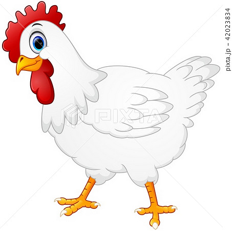 Cute hen cartoon isolated on white background - Stock Illustration  [42023834] - PIXTA