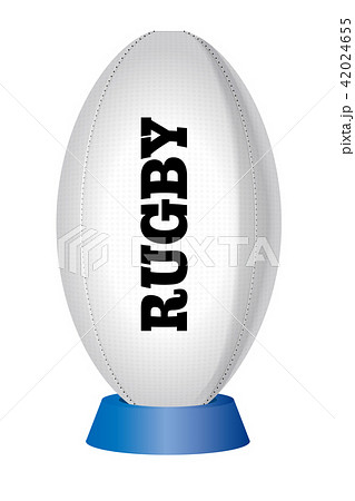 ラグビーボール 公式球白 ラグビーのボールのイラスト 縦 白背景のイラスト素材