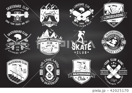 Set of Skateboard and longboard club badges. Vector illustration 42025170