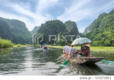 View of rice field terraced and river 42025863