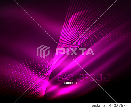 Smooth light effect, straight lines on glowing shiny neon dark background. Energy technology idea 42027672