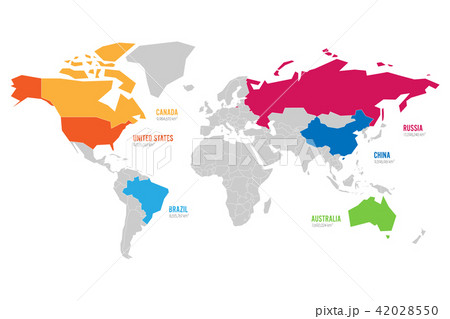 World map vector illustration infographics with highlighted 6 largest countries by area World map vector illustration infographics with highlighted 6 largest countries by area 42028550
