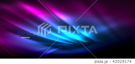 Neon glowing wave, magic energy and light motion background. Wallpaper template, hi-tech future 42029174