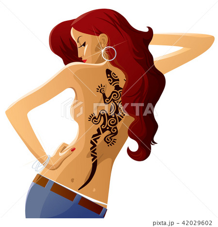 Girl with lizard tattoo 42029602