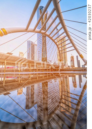 Modern structure bridge shape and building Modern structure bridge shape and building 42030237